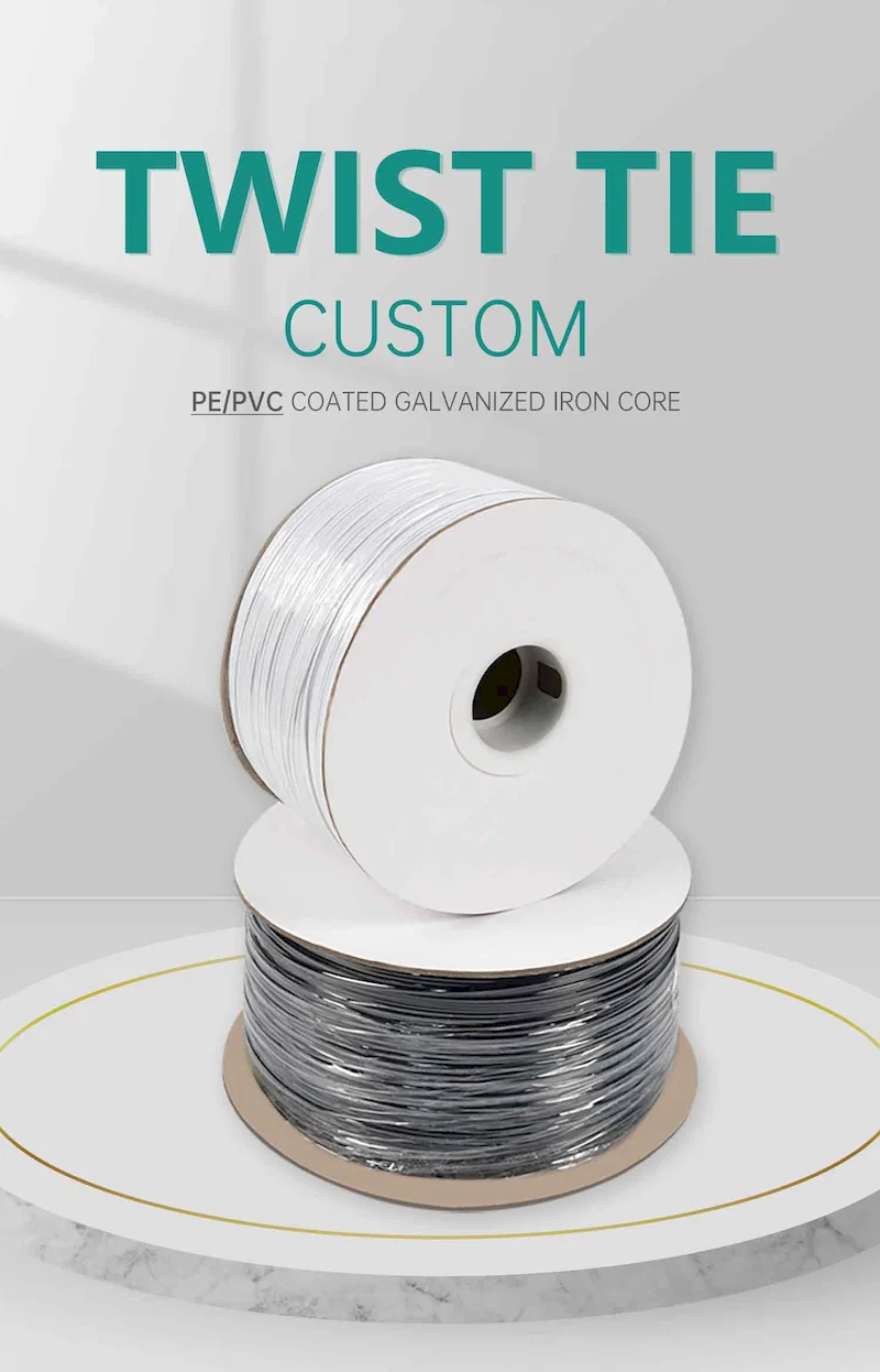  Weiß Schwarz Pe Gang Twisted, Drahtbinder Kunststoff Verpackung Garten Twist Tie, Metall Kabelbinder 